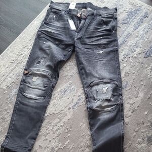 G-Star Men's Charcoal Distressed Skinny Jeans